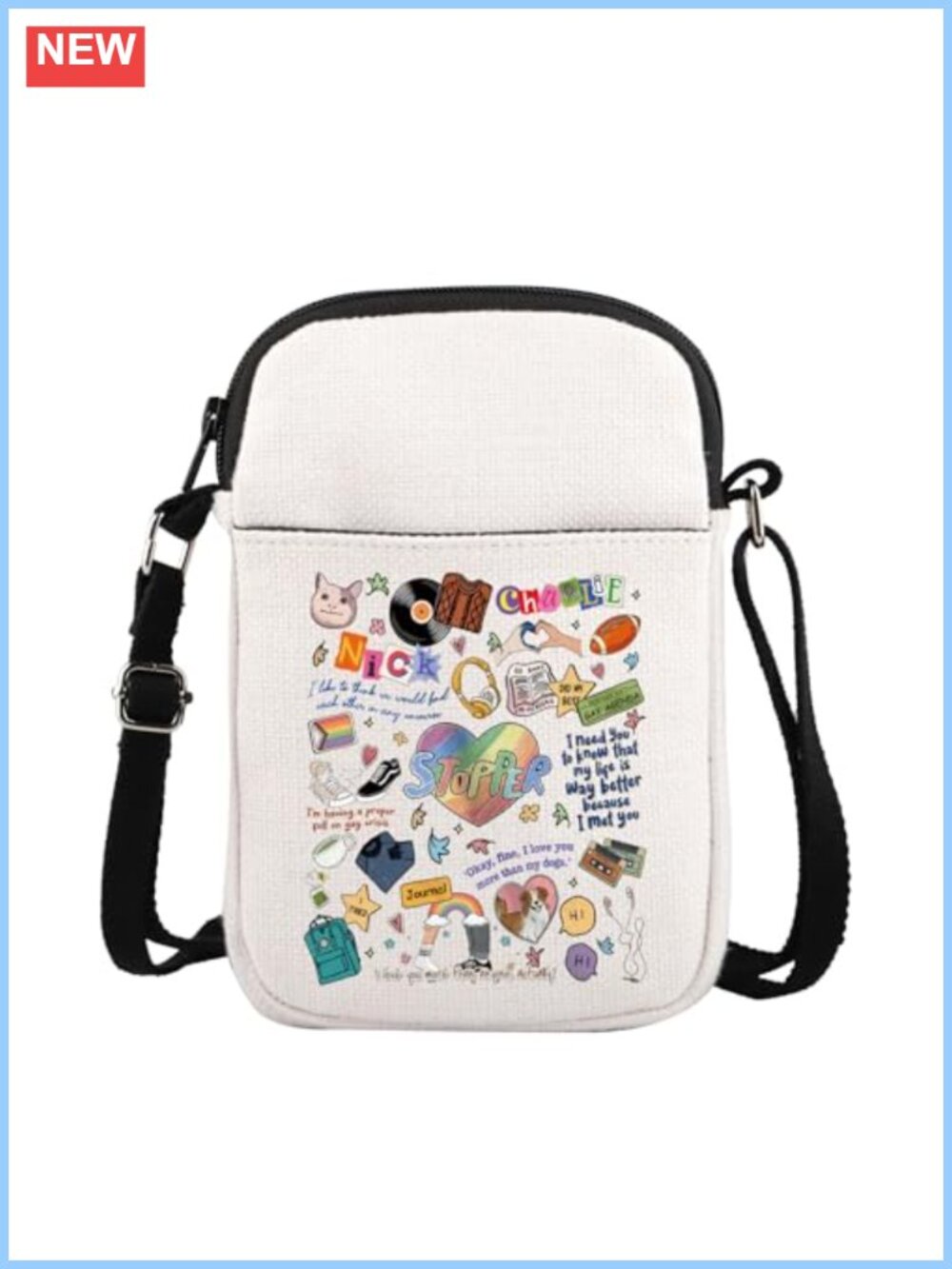 LGBT Pride Love Is Love Canvas Crossbody Bag Pouch Cosmetics Travel Storage